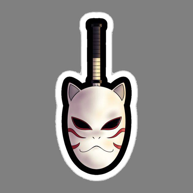 Anbu/Kitsune mask with sword (Japanese samurai/ninja item) Sticker