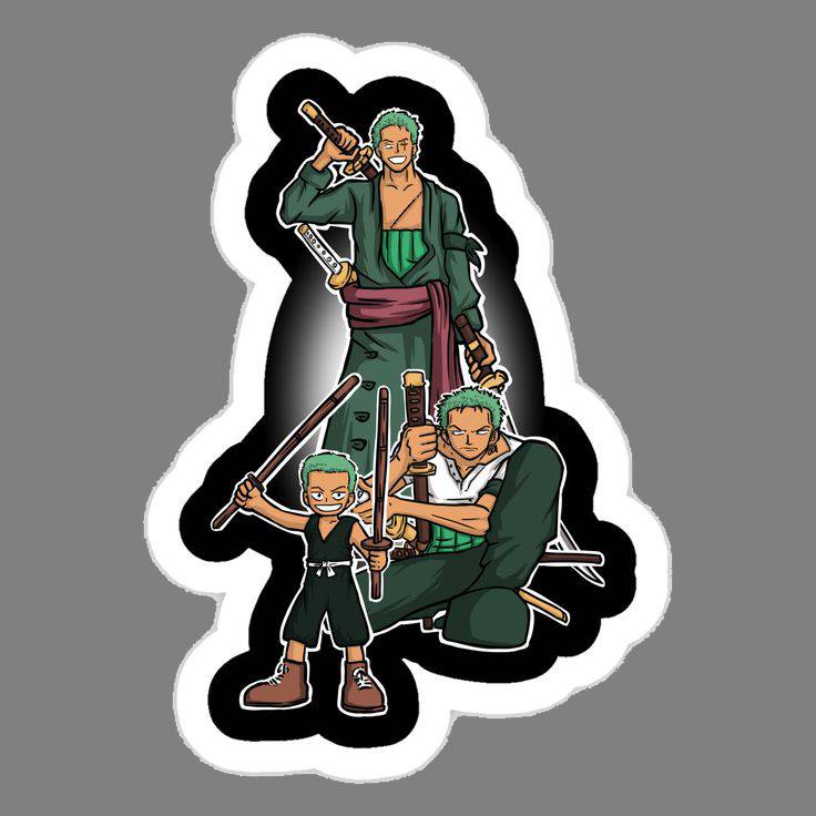 Roronoa Zoro (child → adult) — One Piece Sticker