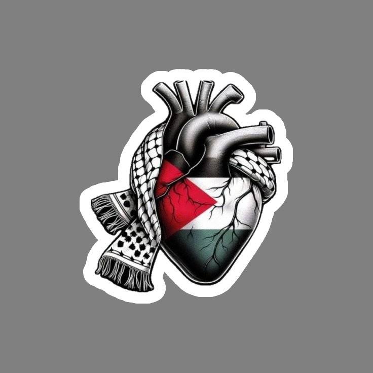 Palestinian solidarity heart (Palestine / keffiyeh) Sticker